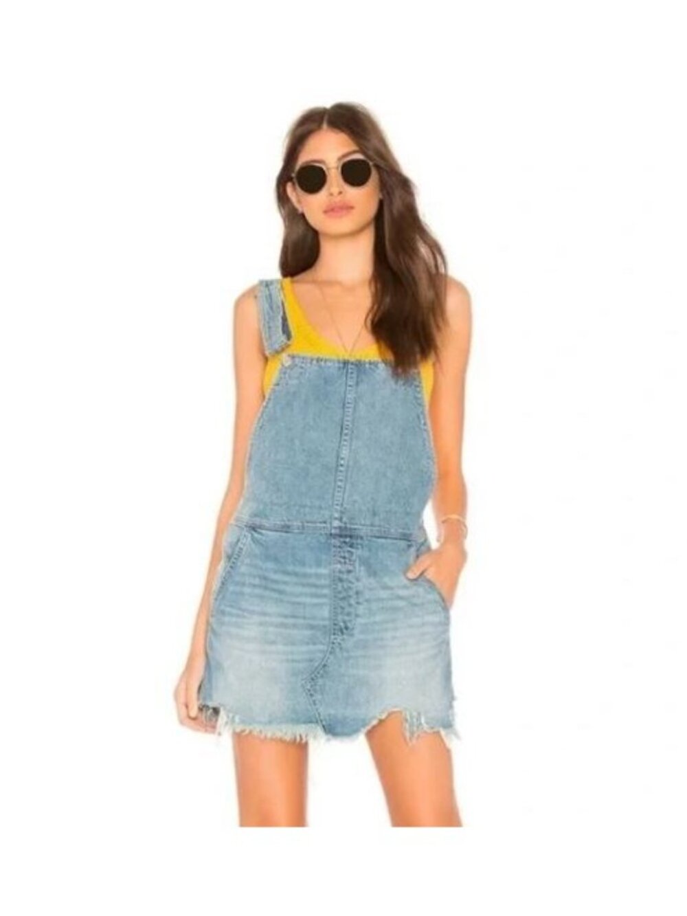 Free People Womens Torn Up Jumper Fray Hem Denim Overall Size 0 1314 - Picture 2 of 16